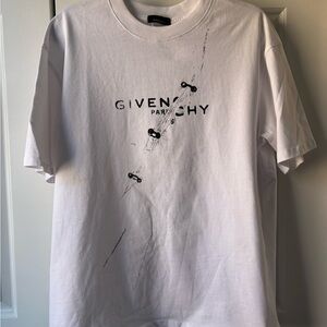 Givenchy White Logo Tee with Black Accents